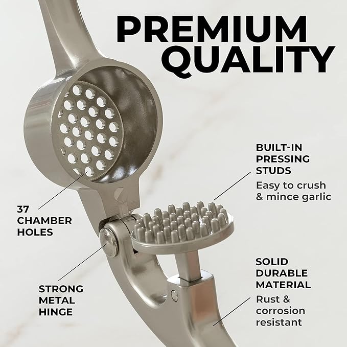 Zulay Kitchen Premium Garlic Press Set
